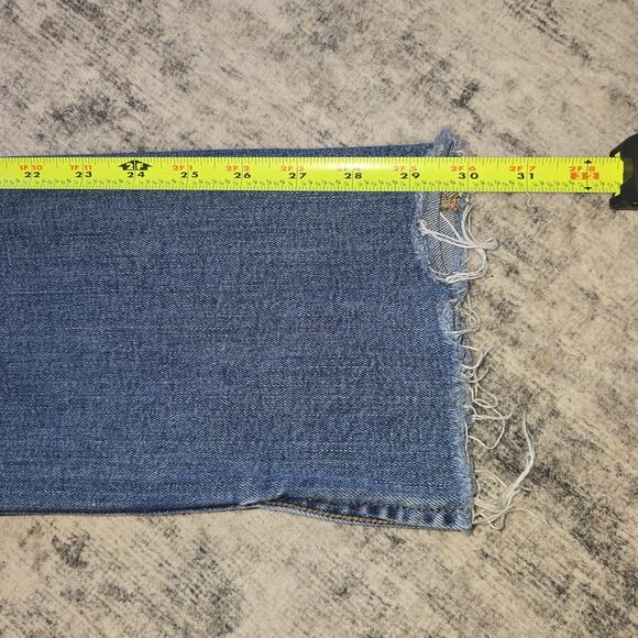 Madewell Jeans Womens 25 Blue Mid-Rise Stovepipe Straight Leg Raw Hem Stretch - Picture 10 of 11